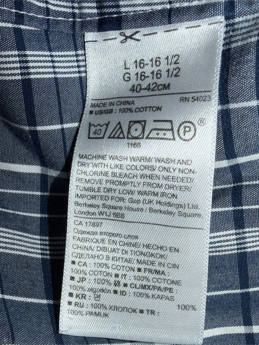Banana Republic Men's size large shirt Navy and Light Blue Plaid Dress Shirt